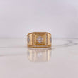 Square Rhombus Ring 11.75gr / Size 10 1/4 / White Zircons Two-tone Yellow and White Gold 18K $