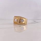 Square Rhombus Ring 11.75gr / Size 10 1/4 / White Zircons Two-tone Yellow and White Gold 18K $