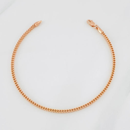 Pulso Franco 3.4g / 7 3/4 in / 2.3mm Oro Rosa 18K