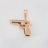 Dije Pistola 11.15g / 1 1/2 in Dos Oros Negro Rosa 18K