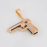 Dije Pistola 11.15g / 1 1/2 in Dos Oros Negro Rosa 18K