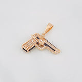 Dije Pistola 11.15g / 1 1/2 in Dos Oros Negro Rosa 18K