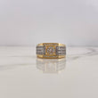 Square Signet Ring 7.6gr / Size 9 1/2 / White Zircons Two-tone 18K Yellow and White Gold $