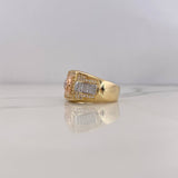 Square Ring Strap 9.45gr / Size 9 3/4 / White Zircons Three 18K Golds $
