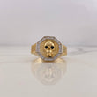 Octagonal Skull Signet Ring 8.15gr / Size 10 1/4 / Black and White Zircons Two-tone 18K Yellow and White Gold $