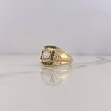 Signet Ring 6.3gr / T8 1/2 / Green Zircons White 18K Yellow Gold $
