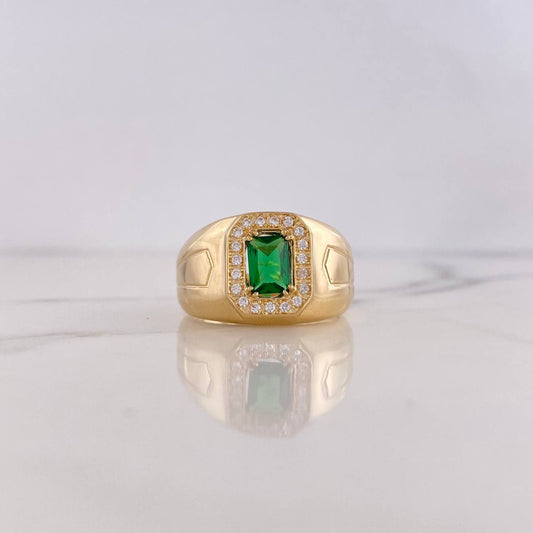 Greca Ring 8.85gr / Size 9 1/4 / White Green Zircons 18K Yellow Gold $