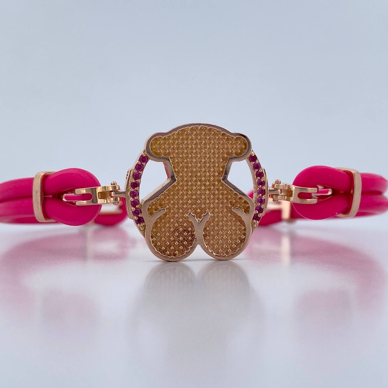 Bracelet Bear Ts 13gr / 21.2cm / Fuchsia Rubbers Fuchsia Zircons 18K Rose Gold &