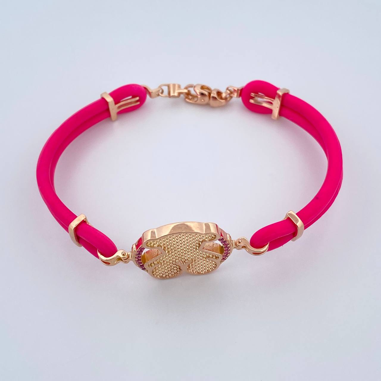 Bracelet Bear Ts 13gr / 21.2cm / Fuchsia Rubbers Fuchsia Zircons 18K Rose Gold &