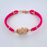 Bracelet Bear Ts 13gr / 21.2cm / Fuchsia Rubbers Fuchsia Zircons 18K Rose Gold &