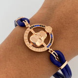 Pulso Calavera 12.9gr / 21.2cm / Cauchos Azules Circones Azules Negros Oro Rosa 18K &