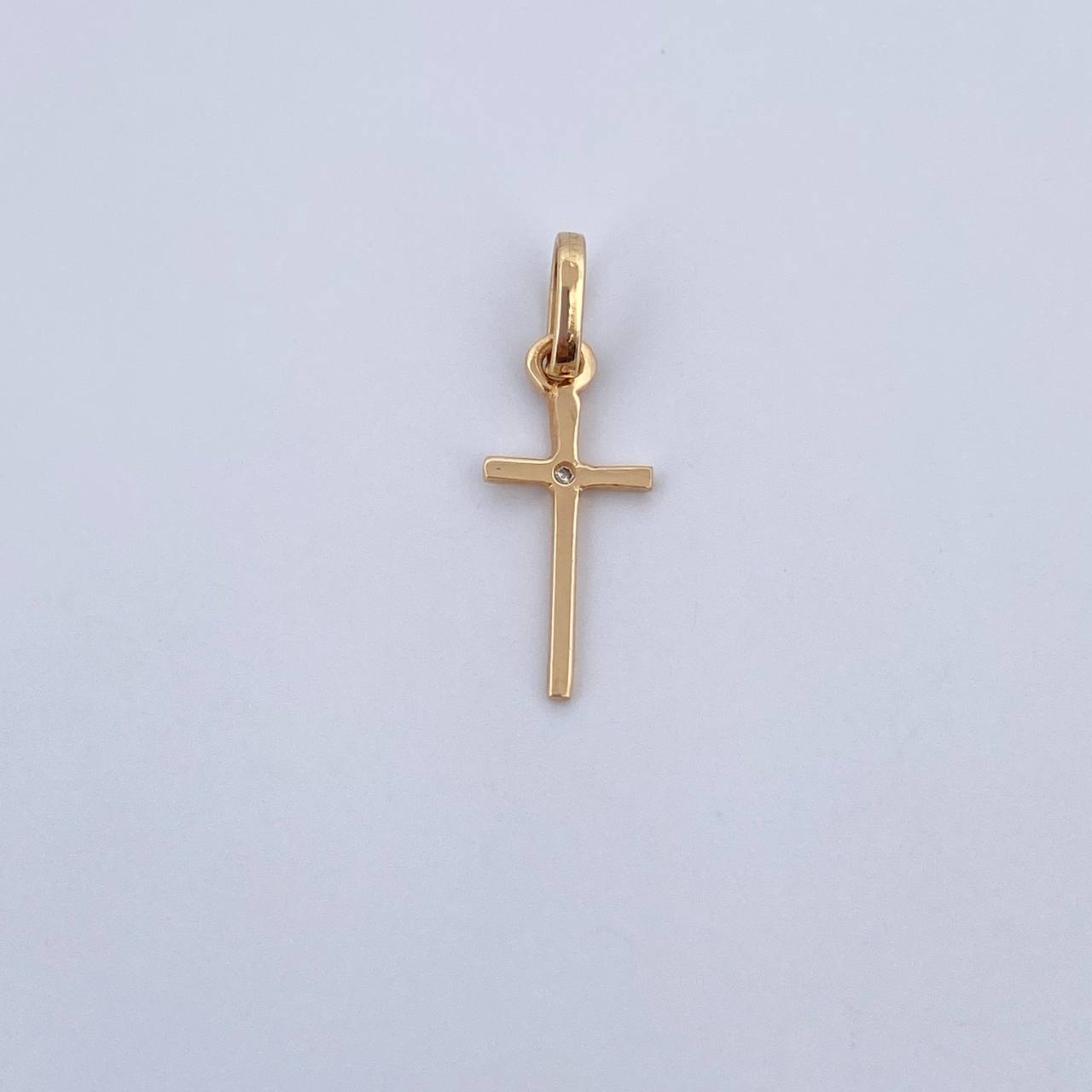 Pendant Cross 0.5gr / 2cm / White Zircon Yellow Gold 18K $