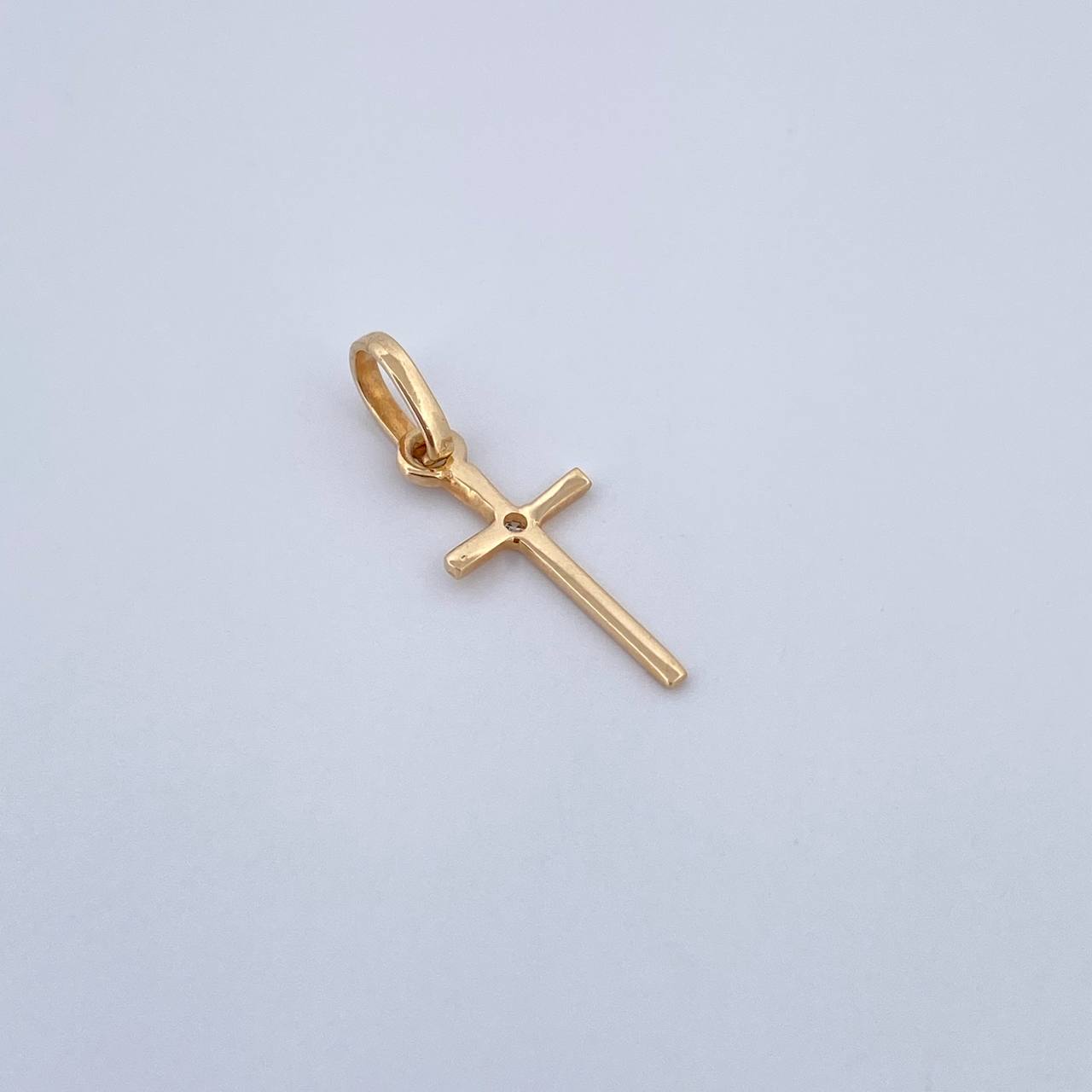 Pendant Cross 0.5gr / 2cm / White Zircon Yellow Gold 18K $