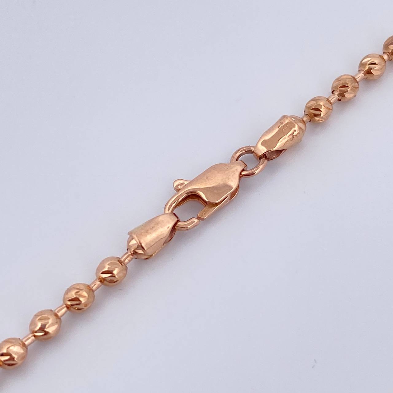 Cadena Militar 18.9gr / 61.9cm / 2.8mm Bolas Diamantadas Oro Rosa 18K $