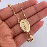 Rosario Virgen Milagrosa 15.6gr / 62cm / 5mm-6mm Bolas Diamantadas Oro Amarillo 18K $