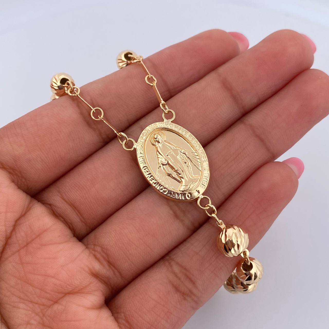 Rosario Encargado 21.2gr / 60cm / 7mm-8mm Bolas Lisas Oro Amarillo 18K