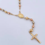 Rosary Virgin Guadalupe 11gr / 60cm / 4mm-5mm Beads Diamond Cut Three 18K Gold $