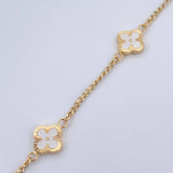 Pulso Trebol  Cubano 3.9gr / 19cm / 1.6mm Diamantado Electroestatico Blanco Oro Amarillo 18K $