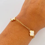 Pulso Trebol  Cubano 3.9gr / 19cm / 1.6mm Diamantado Electroestatico Blanco Oro Amarillo 18K $