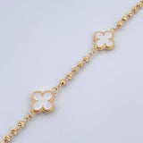 Clover Bracelet Military 5.7gr / 19cm / 2.8mm Beads Diamond Cut Electrostatic White Yellow Gold 18K $