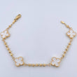 Clover Bracelet Military 5.7gr / 19cm / 2.8mm Beads Diamond Cut Electrostatic White Yellow Gold 18K $