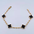 Bracelet GC Clover 5.5gr / 19cm / 3mm Diamond Cut Black Yellow Gold 18K $