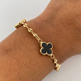 Bracelet GC Clover 5.5gr / 19cm / 3mm Diamond Cut Black Yellow Gold 18K $