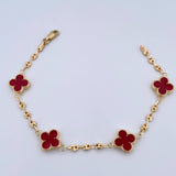 Bracelet GC Clover 5.4gr / 19cm / 3mm Diamond Cut Red Yellow Gold 18K $