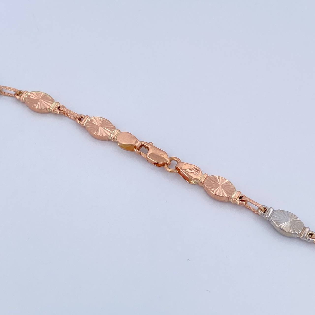 Rustic Chain Link 12.6gr / 60.9cm / 5.3mm Diamond Cut Two-tone White Rose 18K &