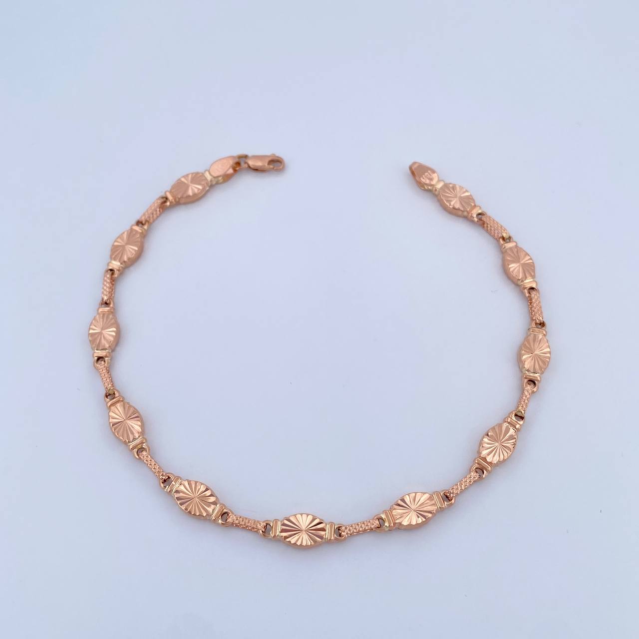 Bracelet Eslabon Bracelet 4.75gr / 21.4cm / 5.3mm Diamond Cut 18K Rose Gold &
