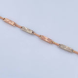 Bracelet Rectangular Link Bracelet 4.4gr / 21.6cm / 3.6mm Diamond Cut Two-tone White and Rose 18K Gold &