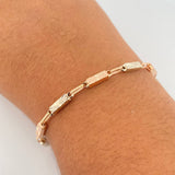 Bracelet Rectangular Link Bracelet 4.4gr / 21.6cm / 3.6mm Diamond Cut Two-tone White and Rose 18K Gold &