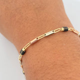 Bracelet Barrel 3.45gr / 21cm / 3.8mm Black Rubber Three Golds 18K &