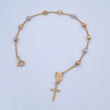 Bracelet Virgin Miraculous Denarius 2.75gr / 19.5cm / 4mm Beads Diamond Cut Three 18K Gold &