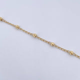 Pulso Denario Virgen Milagrosa 2.4gr / 19cm / 3mm Bolas Diamantadas Oro Amarillo 18K &