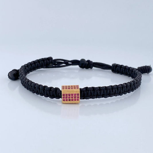 Woven Bracelet Charm Square Cylinder 1.45gr / 18K Gold