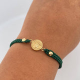 Pulsera Tejida Verde Corona RX 0.75gr / Oro Amarillo 18K &