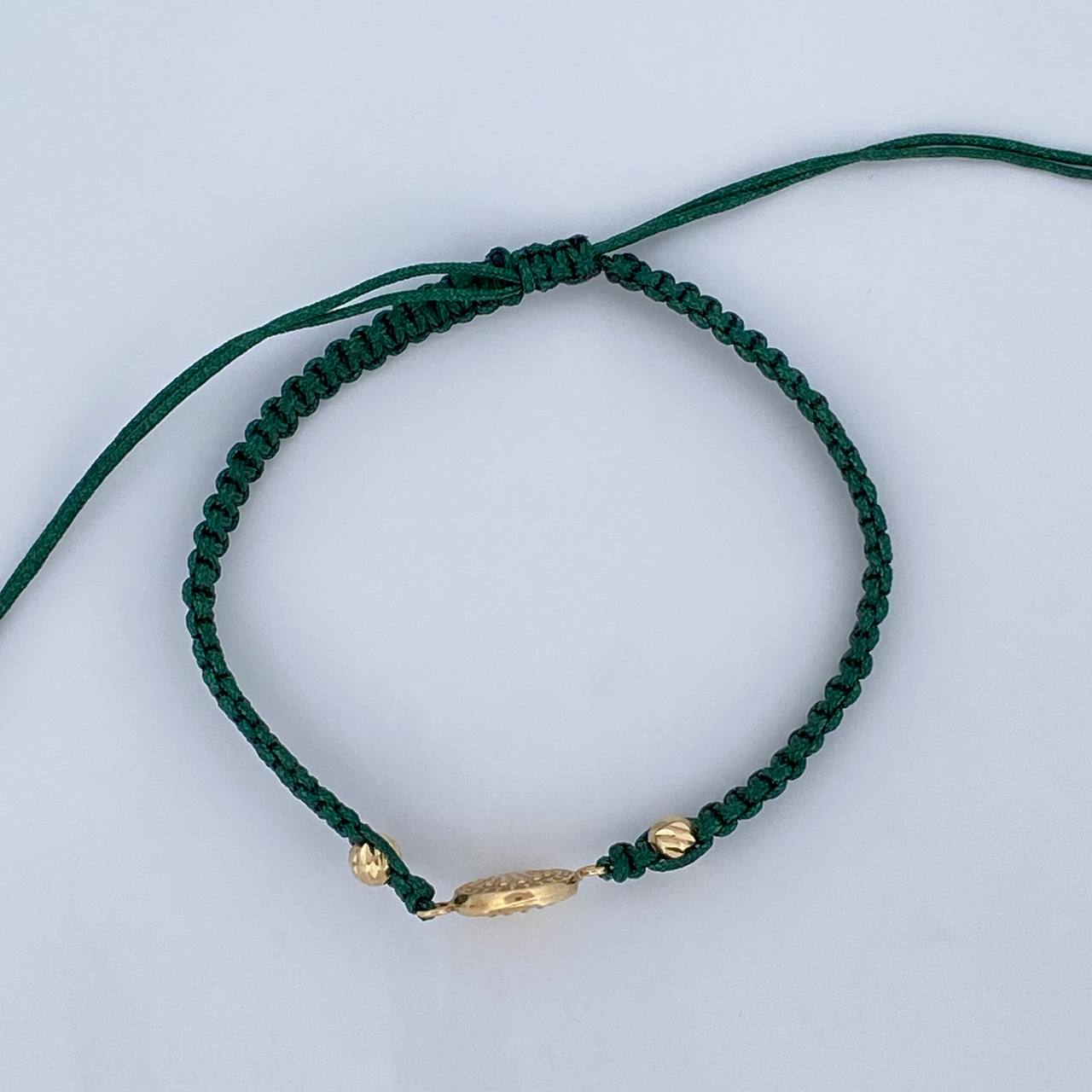 Pulsera Tejida Verde Corona RX 0.75gr / Oro Amarillo 18K &