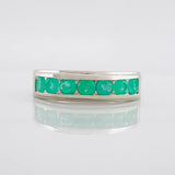 Rectangular Channel Ring Emeralds 1.05pts 3.4g / T9 Silver 950