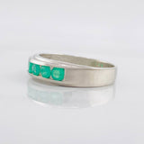 Rectangular Channel Ring Emeralds 1.05pts 3.4g / T9 Silver 950