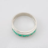 Rectangular Channel Ring Emeralds 1.05pts 3.4g / T9 Silver 950