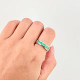 Rectangular Channel Ring Emeralds 1.05pts 3.4g / T9 Silver 950