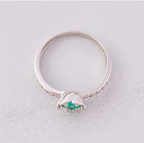 Ring Florentine Channel Emeralds 29pts 1.85g / T6 3/4 Silver 950