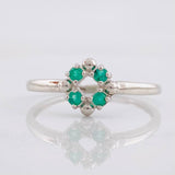 Anillo Circulo Floreado Esmeraldas 10pts 1 g / T6 3/4 Plata 950