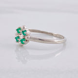 Anillo Circulo Floreado Esmeraldas 10pts 1 g / T6 3/4 Plata 950