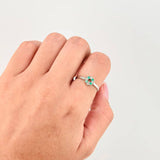 Anillo Circulo Floreado Esmeraldas 10pts 1 g / T6 3/4 Plata 950