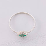 Ring Clover Flower Emeralds 13pts 1.2g / T9 1/2 Silver 925