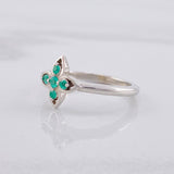Emerald Flower Ring 12pts 2.65g / T7 1/4 Silver 950