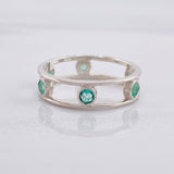 Ring Tambourine Emeralds 55pts 2.6g / T9 Silver 925