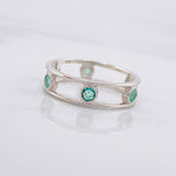 Ring Tambourine Emeralds 55pts 2.6g / T9 Silver 925